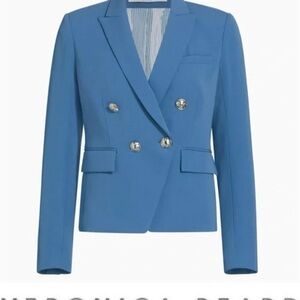 NWT Veronica Beard Gail Dickey Double Breasted Crepe Blazer Lagoon Blue Size 4